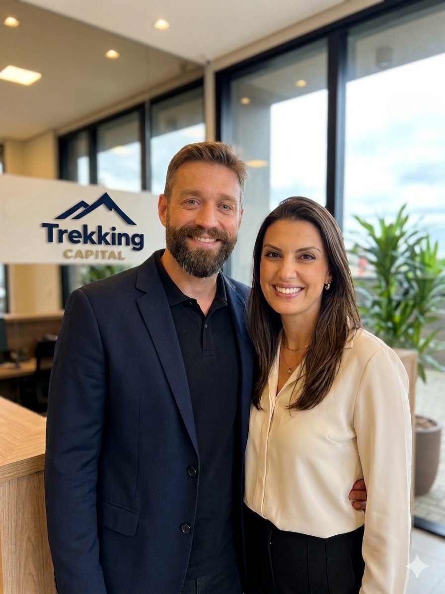 Carlos e Cíntia — fundadores da Trekking Capital